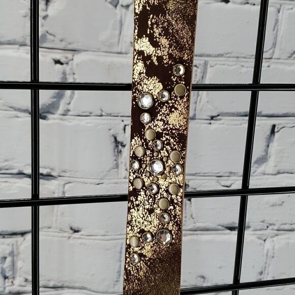 Fancy Gold Belt with Glitter Gems Size S/M - Picture 3 of 6